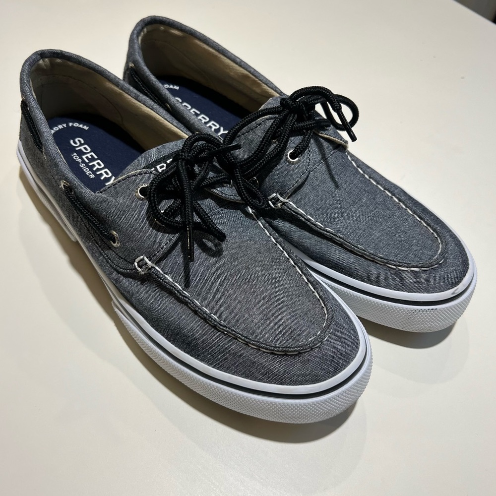 Mens Sperry Gray Canvas Top Sider Boat Shoes size 10.5 Great Condition.